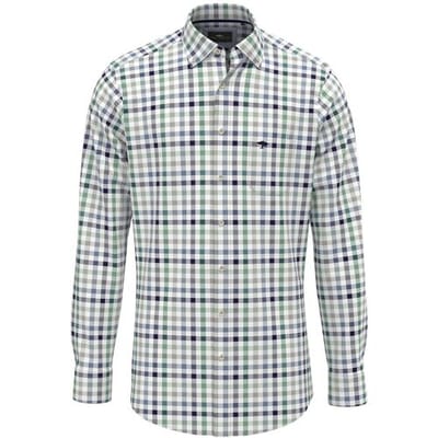 Fynch-Hatton Overhemd Classic Combi Check Button Down Grasgroen / male