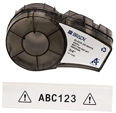 Industriële Vinyl Label Tape voor Label Printers - Zelfklevende Labels voor Kabels en Naamlabels - Zwart op Wit (19.05mm x 6.40m)