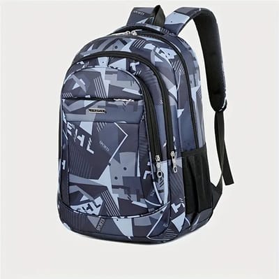 Stevige rugzak | grijs | 25 liter | meisjes jongens rugzak | schooltas - studentenrugzak | geblokt vakjes patroon | geschikt voor laptop voor jongens en meisjes of heren en dames
