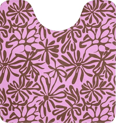 WC mat met uitsparing 55x60 cm - Antislip - Organisch - Patroon - Roze - Toiletmat met uitsnijding - Vloermat - Douchemat - Toilet tapijt - Toiletmatten