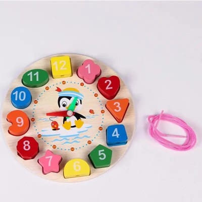 Houten Pinguïn Klok Puzzel Montessori Speelgoed voor Kinderen Leer Cijfers Sorteren Tijd met Leuke Educatieve Blokken