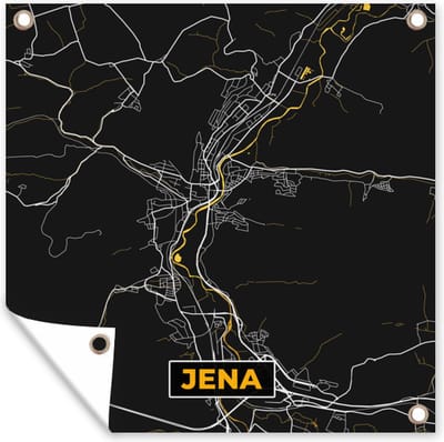 Tuin poster Stadskaart – Kaart – Jena – Gold – Duitsland – Plattegrond - 200x200 cm - Tuindoek