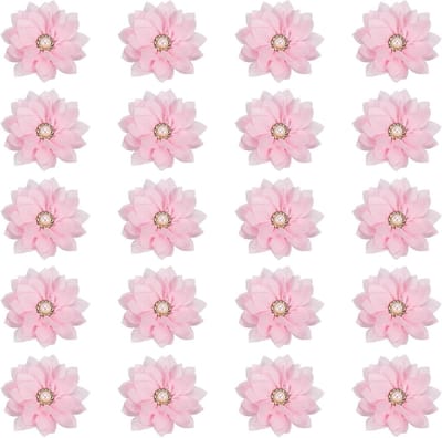 Stoffen Bloemen Broches - Stof Applicaties Versieringen - Doe-het-zelf Knutselen - Met Parel Decoratie - 20 stuks - Lichtroze
