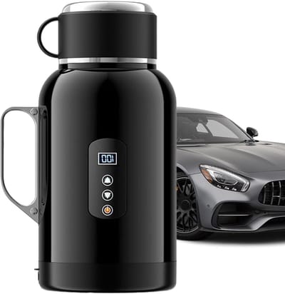 Waterkoker voor auto - Draagbare koker - Onderweg warme drank - Snelle verwarming - 1500 ml - Zwart