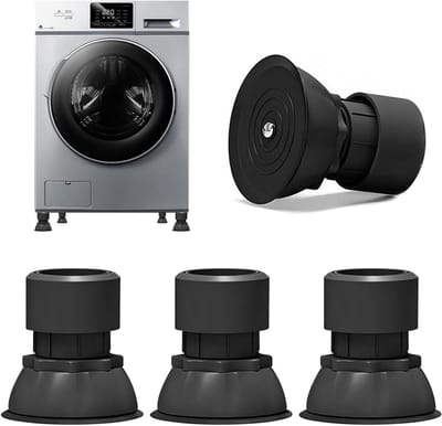 Trillingsdempers Wasmachine - Apparaatvoeten - Apparaten Stabiliseren - Verstelbare Hoogte - 4 Stuks - Zwart