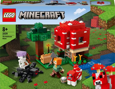 LEGO® Minecraft® Het Paddenstoelenhuis 21179 bouwpakket en speelset; cool gamecadeau voor Minecraft spelers met Alex, een loeizwam en een spinnenrijder; geweldig cadeau voor kinderen en gamers vanaf 8 jaar (272 onderdelen)