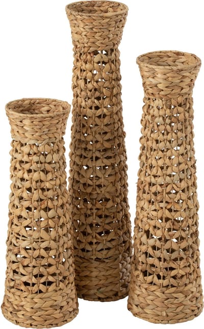 J-Line vaas Jan - jute - naturel - 3 stuks - 80 cm hoog
