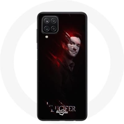 Samsung Galaxy A12 hoesje Lucifer Series zwarte achtergrond zwart