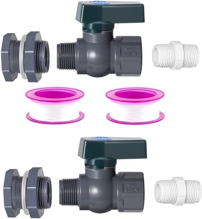 Regenemmer Kraan - Waterkraan Set - Regenwater Tappen - Duurzaam PVC Materiaal - 2 Stuks - Grijs