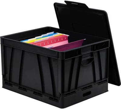 Vouwdoos met deksel - Opbergdoos inklapbaar - Ruimte besparen - Stevig karton - 50 x 35 x 26 cm - Zwart