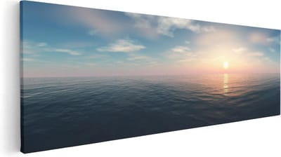 Artaza Canvas Schilderij Zonsondergang - 60x20 cm - Wanddecoratie Zee - Muurdecoratie Strand - Kamer Accessoires