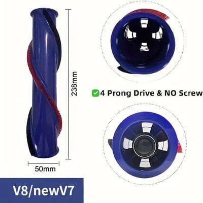 Vervangende Opzetborstel Geschikt voor Dyson V8 – Carbonvezel Rollerborstel – Compatibel met Dyson V8 en Nieuwe V7 Draadloze Stofzuigers – Accessoire voor Optimale Schoonmaak