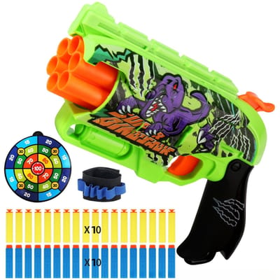 Kinderen Lucht Zachte Kogels Pistool Speelgoed Graffiti Haai Kleurenschema 6-Rounds Automatisch Veilig Buiten Schiet Sporten Kinderen Jongens Cadeaus