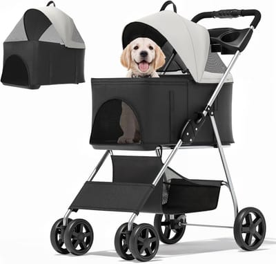 Huisdieren Wandelwagen - Reisbuggy - Comfortabel Reizen - 3-in-1 Multifunctioneel - Tot 15 kg - Zwart
