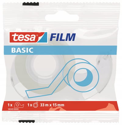 Tesa Tesafilm BASIC - Transparante Plakband - 33m x 15mm - Met Dispenser