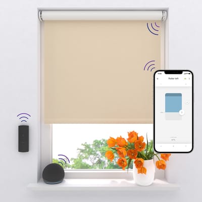 DTCH® Elektrisch Rolgordijn Verduisterend - Easy - Camel - 140 x 190 cm - Motionblinds CMD-02-P