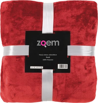 Zoem - Fleece deken Rood - fleece plaid - 150 x 200 - super zacht - 280 gsm