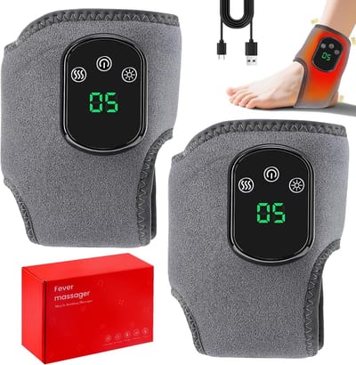 KZQ Voetmassageapparaat - 3-in-1 voetmassageapparaat - Verlicht neuropathische pijn - Elektrisch enkelmassageapparaat - Met verwarmings- en vibratiefunctie - Geschikt voor plantaire fasciitis en spierherstel - Set van 2