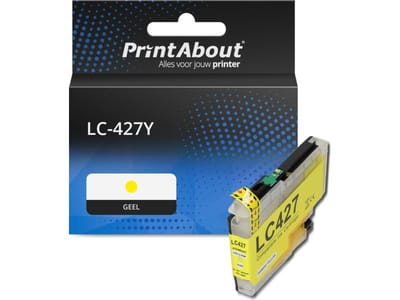 PrintAbout huismerk Inktcartridge LC-427Y Geel Geschikt voor Brother