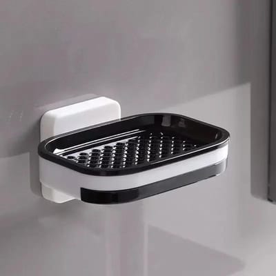 Aan de muur gemonteerde dubbellaagse zeepbak zonder ponsen met lade en afdruiprek Keuken spons opbergdoos Badkamer organizer rek planken zwart