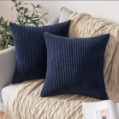 REFTTENW Kussenhoes 45X45 - Set Van 2 Kussenhoesjes - Ribstof Kussenhoes - Antistatische Kussensloops - Kussens Woonkamer - Met Rits - Zonder Binnenkussen - Blauw