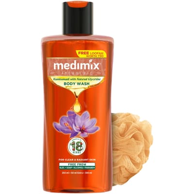 Medimix Ayurvedische Douchegel, Kumkumadi met Natuurlijke Glycerine voor een stralende & herleefde huid 250 + 50 ml | Douchegel voor Diepe Hydratatie, Hersteld & Gloeiend red