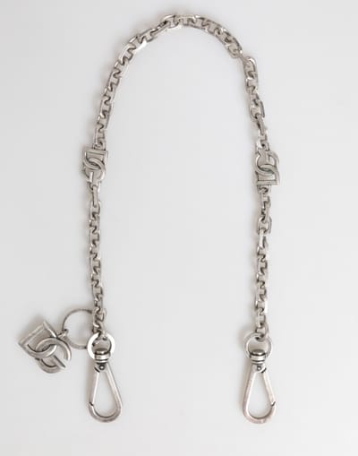 Dolce & Gabbana Zilverkleurige Messing DG Logo Detail Ketting Heren Necklace