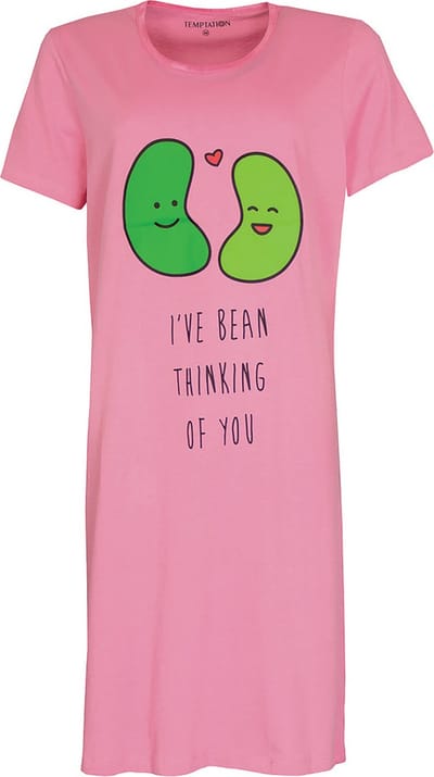 Temptation Dames Nachthemd - Satijnen Biesje - Bigshirt - Roze - Maat S