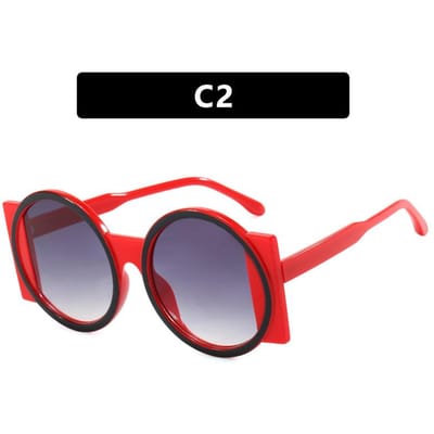 Y2K Mode Oversized Ronde Zonnebril Dames Heren UV400 Bescherming Retro Verloop Lens Trendy Contrastkleur Monturen As Picture