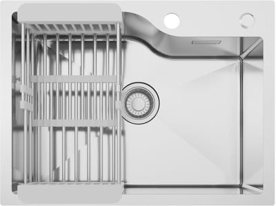 Cecipa Max Handgemaakte Roestvrijstalen Spoelbak Zilver - Baai-vorm - 60×45 cm - Opbouw/Inbouw - Nano-oppervlak - 201 RVS - Incl. Uitlekmand