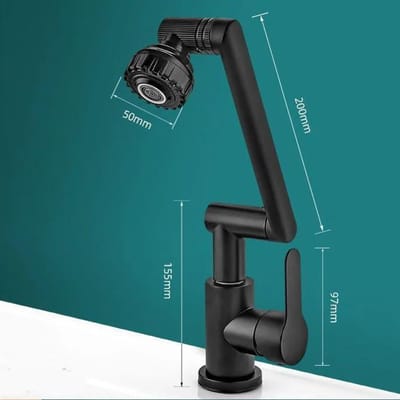 Mechanische Arm Universele Kraan Badkamer Keuken Spatwaterdichte Kraan Badkamer Aanrecht Wastafel en Koudwaterkraan Kraan Accessoire black