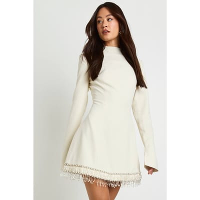 boohoo Dames Lang Gegroeid Op Nek Getailleerde Zoom Shift | Cream | Maat: 8