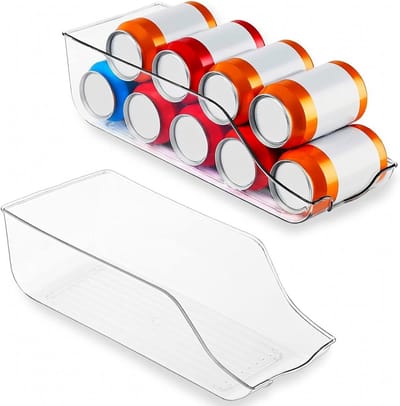 Famanu – Set van 2 transparante drankorganizers voor koelkast en voorraadkast