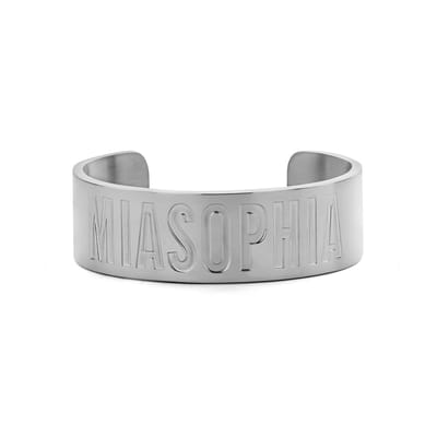 MIASOPHIA 4-MS22006 Stalen Bangle Open - 20mm Breed - Tekst - 58x45mm - Staal - Zilverkleurig