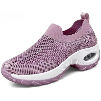 Lente Dames Casual Schoenen plus Maat Dames Schoenen Luchtkussen Fly-Knit Sneakers Instapschoenen Mode Rocking Schoenen Nieuwe Sok Schoenen 42 roze