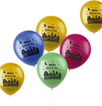Folat - Ballonnen 'Welkom Sint & Piet' Meerkleurig - 6 stuks - 33 cm - Welkom Sinterklaas - Sinterklaas versiering - Sinterklaas intocht - Sinterklaas en Piet -sinterklaas Cadeautjes