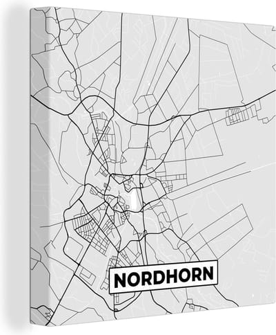 Canvas Schilderij Duitsland - Stadskaart - Plattegrond - Nordhorn - Kaart - 20x20 cm - Wanddecoratie