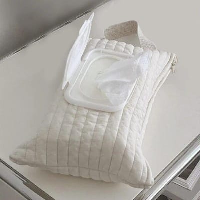 Boîte à mouchoirs pour bébé montée sur voiture, joli sac à serviettes en papier pour chariot de bébé, boîte à mouchoirs amovible et portable, sacs à couches, accessoires pour poussette white