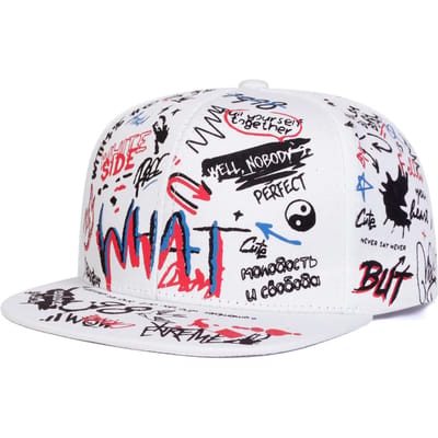 Casquettes de Baseball Hip-Hop Unisexes à Imprimé Graffiti Mode Printemps Automne Extérieur Réglables Casquettes de Baseball Décontractées Chapeau Anti-Soleil white