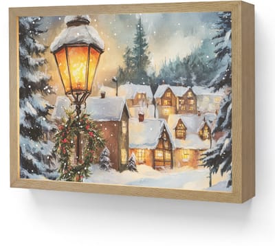 Wandlamp 40x30 cm - Oplaadbaar - Kerstdorp - Huizen - Sneeuw - Kerst - Wandlampen binnen woonkamer - Slaapkamer lamp - Decoratieve nachtlamp - Vloerlamp draadloos