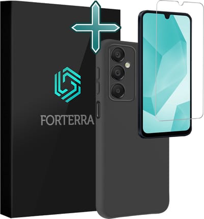 Hoesje Met Screenprotector - Geschikt voor Samsung Galaxy A16 - Sterk & Shockproof - Telefoon Hoes - Back Cover - Siliconen Case - Zwart