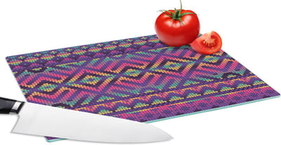Glazen Snijplank - 28x20 - Breien - Patronen - Regenboog - Snijplanken Glas