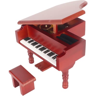 Houten Muziekdoos Piano Stijl Eenvoudige Bediening Vergulde Beweging Opwindbare Muziekdoos voor Thuis Auto brown