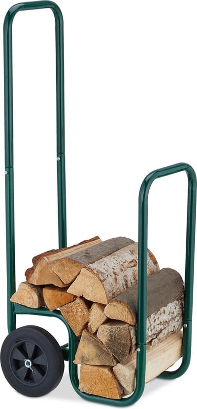 brandhoutrek - kar - 2 rubberen banden - tot 60 kg - voor openhaard - staal - binnen