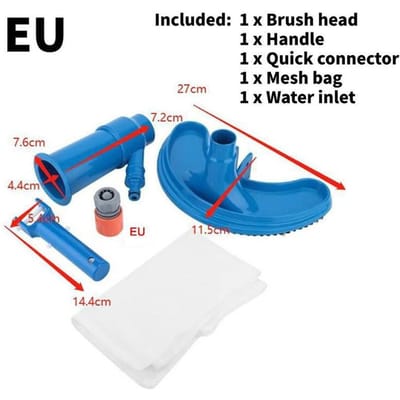 1 Set Zwembadstofzuiger Reinigingsgereedschap Zuigkop Vijverfontein Stofzuigerborstel (EU/VS) EU blue