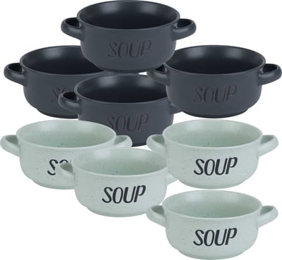 Cosy & Trendy Soepbekers/soepkommen - set 8x stuks - 13 x 6.5 cm - 470 ml - keramiek - mix kleuren - kommetjes