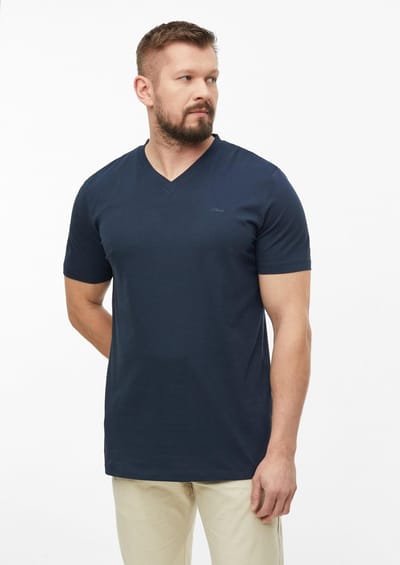 Zachte V-hals T-shirt van katoen jersey met zacht logo detail s.Oliver