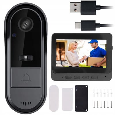 Draadloze videodeurbel - met 4,3 inch scherm - 2,4G draadloze Bluetooth-verbinding - IP65 waterdicht - LED-nachtzicht-invullicht - 170° groothoek gezichtsveld - lus loskoppelbaar - Geschikt voor beveiliging van uw woning