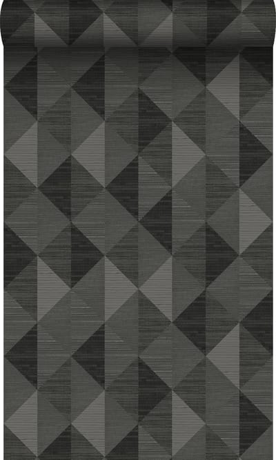 Origin Wallcoverings behang grasweefsel in grafisch 3D motief antraciet grijs - 50 x 900 cm - 347889
