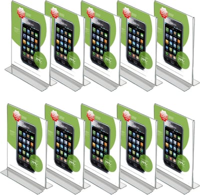 10 pack | Folderstandaard | T-standaard A5 formaat staand | Menukaarthouder | acryl T standaard | acryl kaarthouder | menustandaard A5 | van duurzaam